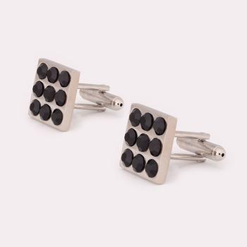 Stainless Cufflink with Mini Black Artificial Crystal  for women or men+DZC001