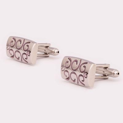 Classic Stainless Cufflinks with Engraved Curling Pattern for Man or Woman+DZC005