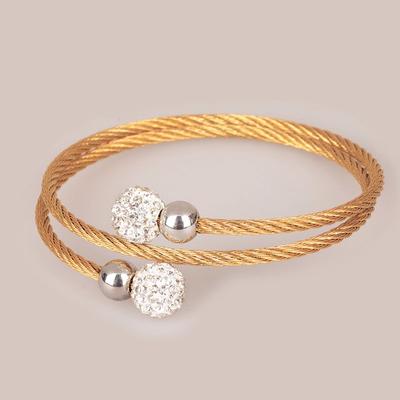 Gold  Stainless Steel Bracelet with magnet clasp and Artificial Crystal Decoration for woman +XZB011