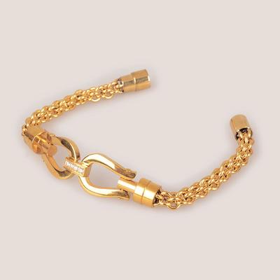 Gold  Stainless Steel Bracelet with magnet clasp and Artificial Crystal Decoration for woman +XZB012
