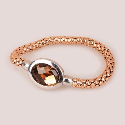 Bronze  Stainless Steel Ball Chain Bracelet with magnet clasp and Artificial Crystal Decoration for woman +XZB013