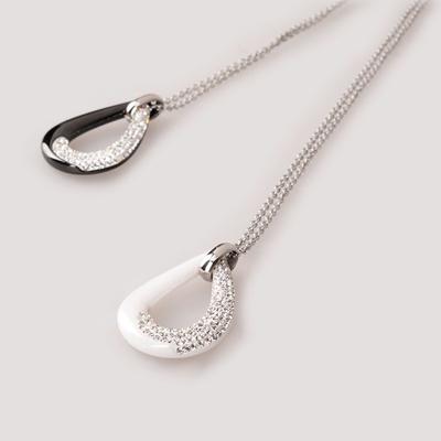 Silver  Stainless Steel Ball Necklace with Artificial water drop Pendant for woman+XZN006