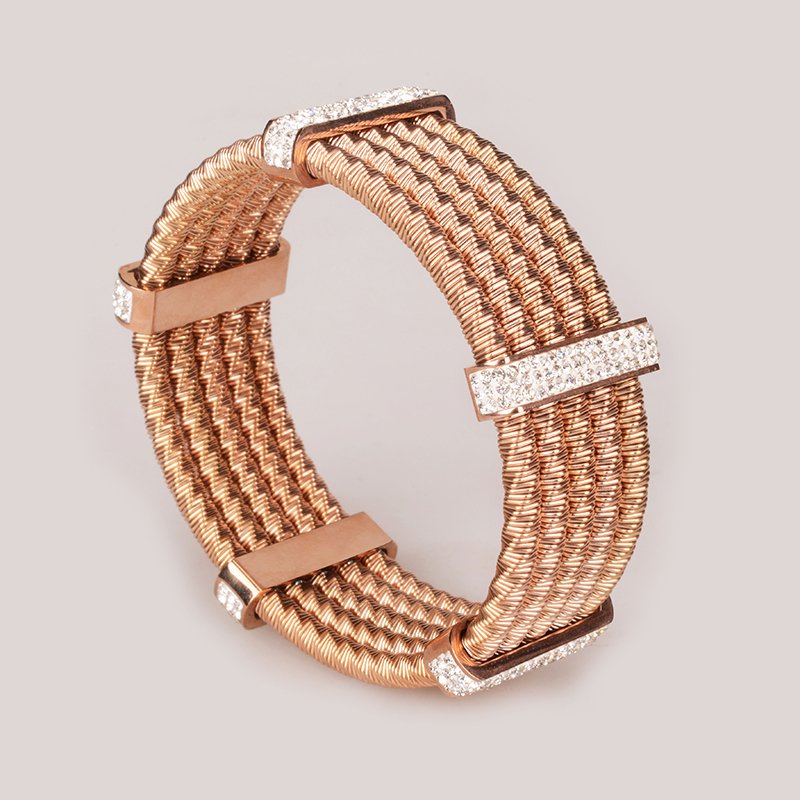 Bronze Stainless Bracelet with Rhinestones for women+XZB001