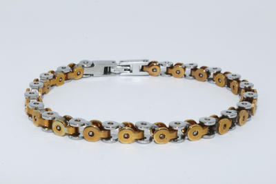 22 cm long Silver and Gold Stainless Steel Bracelet for Men+XZB025