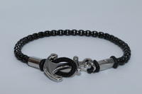 22 cm long  Black Stainless Steel Bracelet with Anchor Hook for Men+XZB042